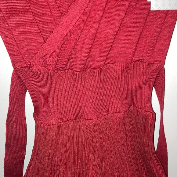 🍂 Gorgeous Autumn Red Pleated Sweater Dress NWT - Picture 5 of 7